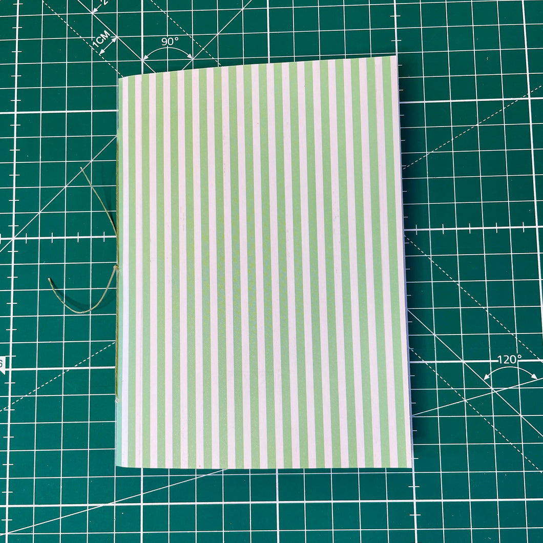 A6 Stitched notebook - Green Stripes