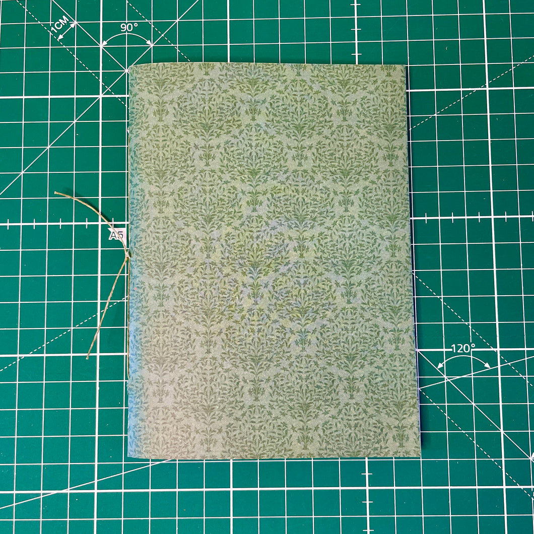 A6 Stitched notebook - Green Dainty Floral