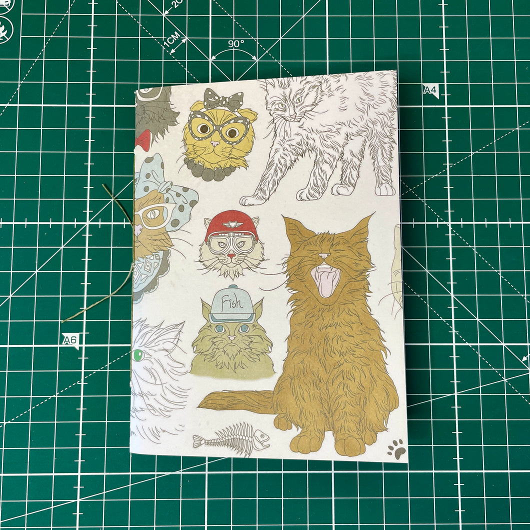 A6 Stitched notebook - Cats in Hats