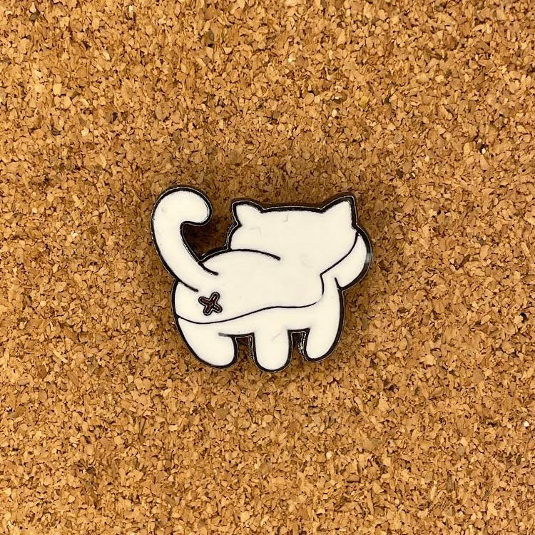 Enamel Pin - Cat Butt White